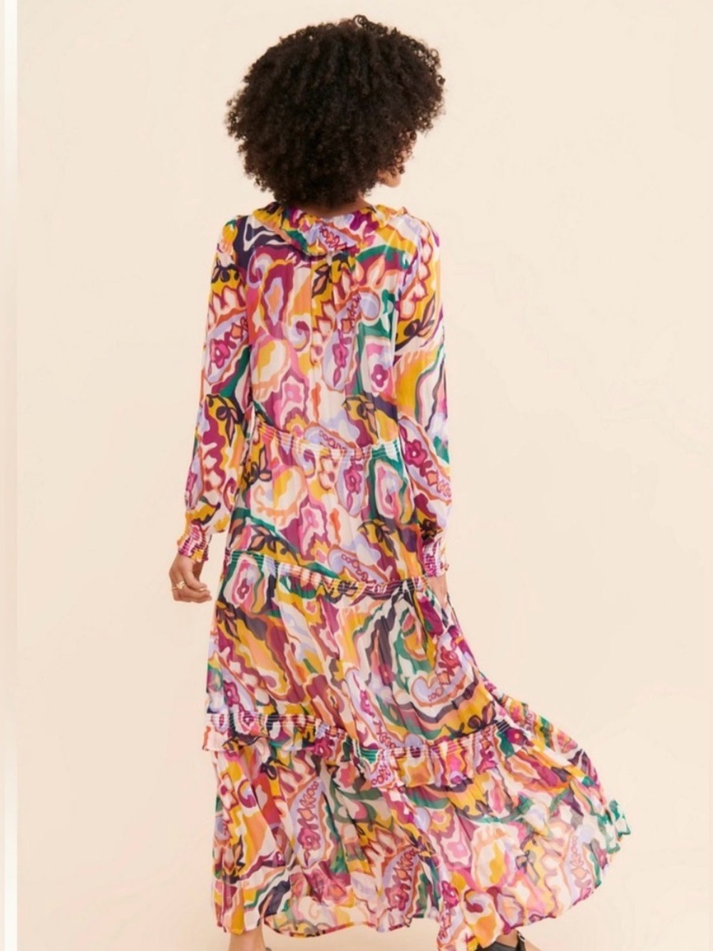 Anthropologie Marais Chiffon Colorful Printed Maxi Dress XS - Picture 2 of 7